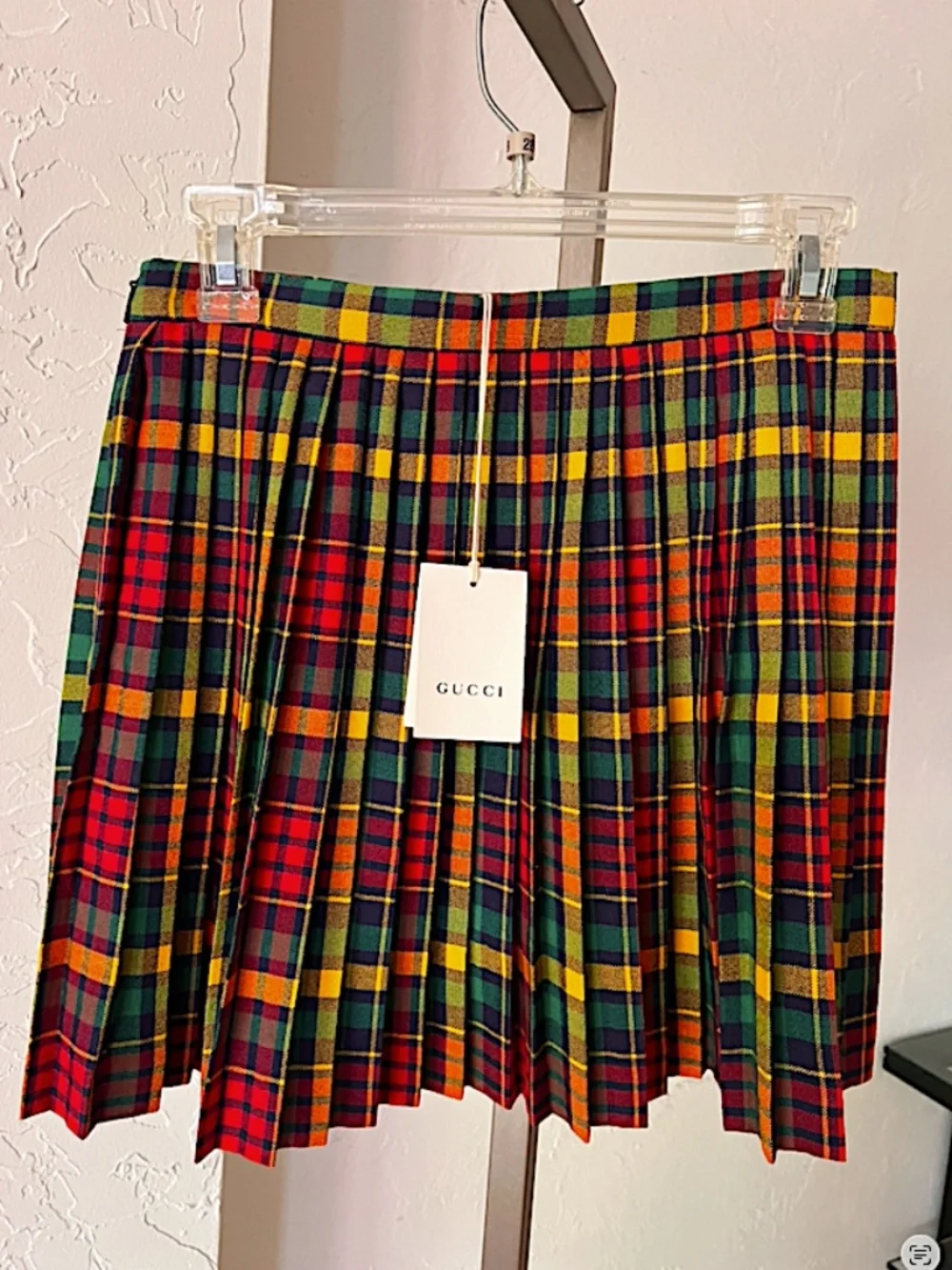 Gucci Girls' Tartan Wool  pleated  multi colour skirt | Size: 12